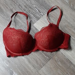 Gilligan & O'Malley Red Lace Push-up Bra 36D